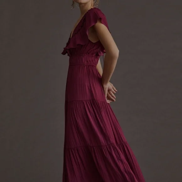 Anthropologie Deep Red Midi Dress - Picture 3 of 12